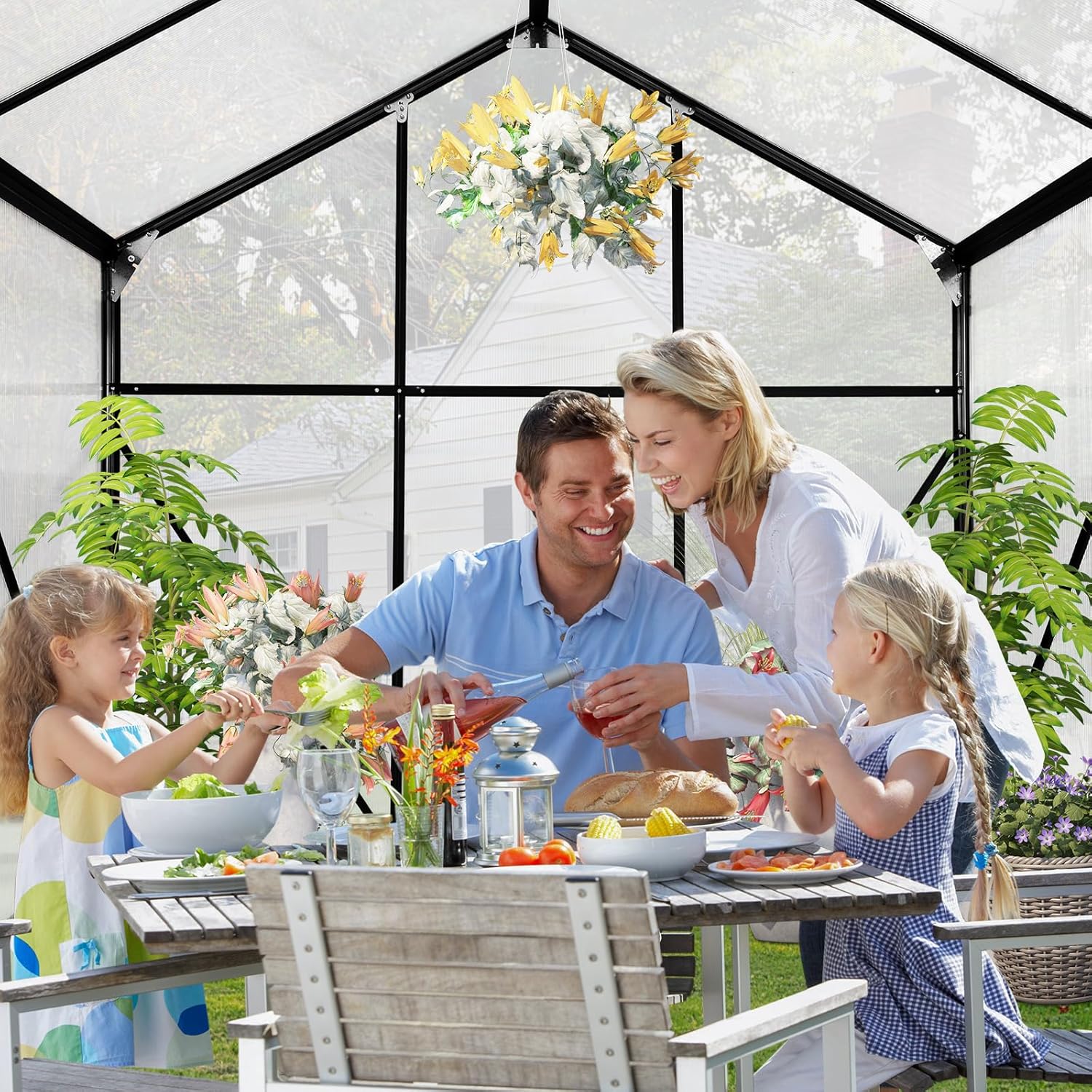 10x6 FT Polycarbonate Greenhouse with Sliding Door and Adjustable Vent Window J403189