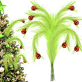 Lime Green Fluffy Curly Christmas Tree Picks with Red Ball, 8 Pieces P907332