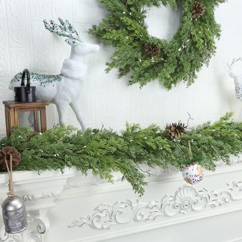 6 ft Christmas Cedar Garland - Realistic Greenery Cypress Artificial Pine Decor O44589