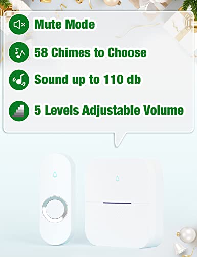 Wireless Doorbell, Waterproof, 1000ft Range, 2 Buttons & 2 Receivers Y887696