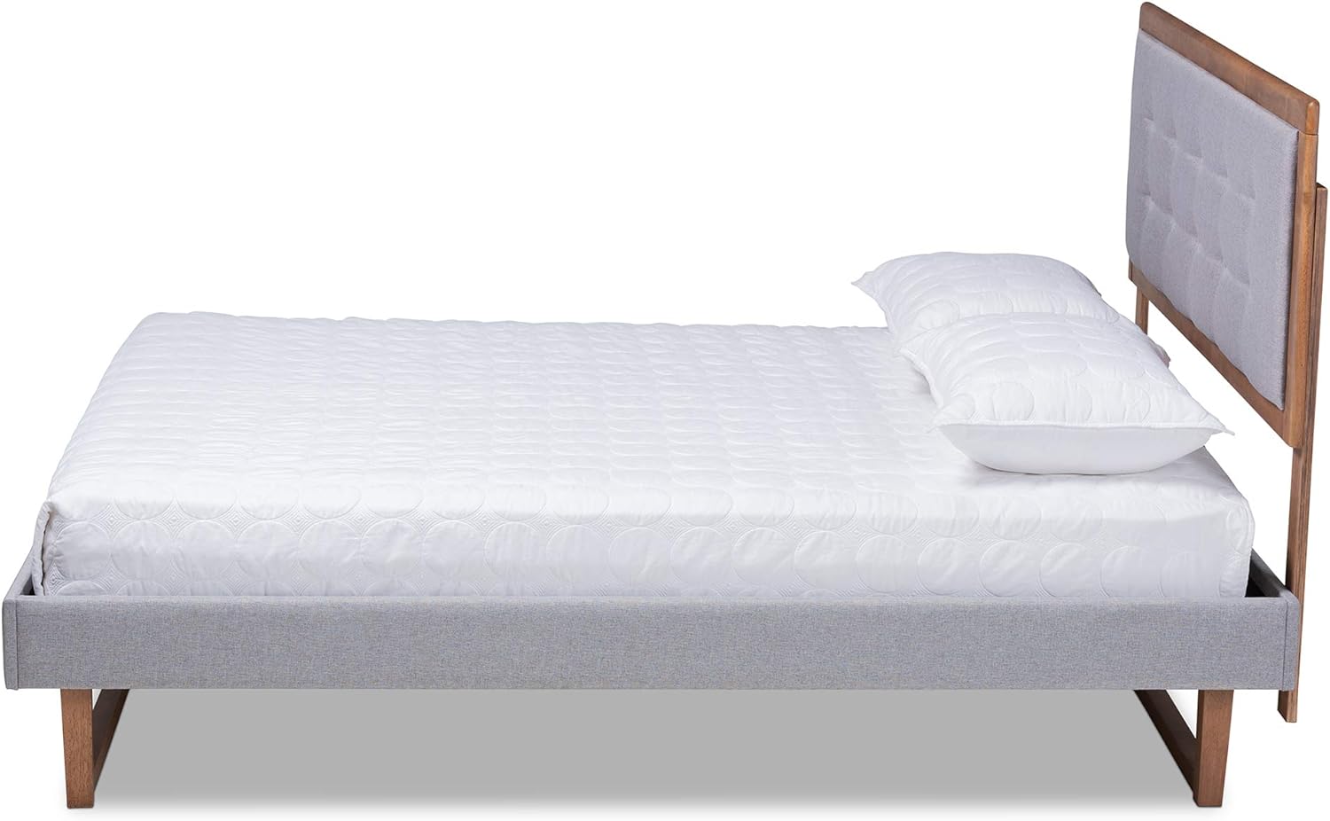 Full Platform Bed, Light Grey and Ash Walnut G537