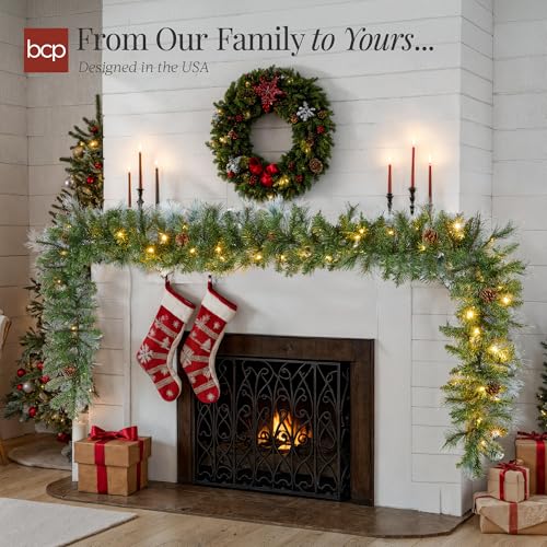 Pre-Lit Holiday Christmas Garland for Stairs, Fireplace with 50 Lights U582051
