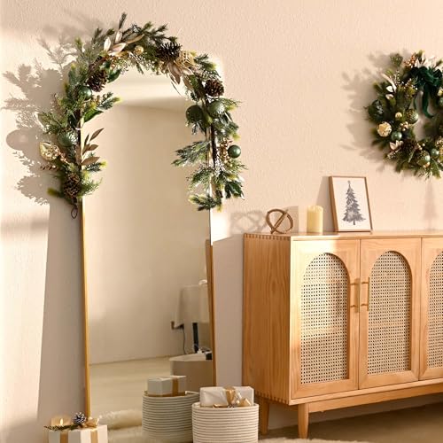 Christmas Garland with Lights 6Ft Prelit for Mantle Stairs Railing I539