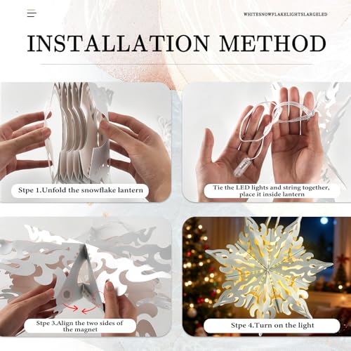 Christmas Paper Snowflake Lanterns with LED Lights for Holiday Party Decor A55544