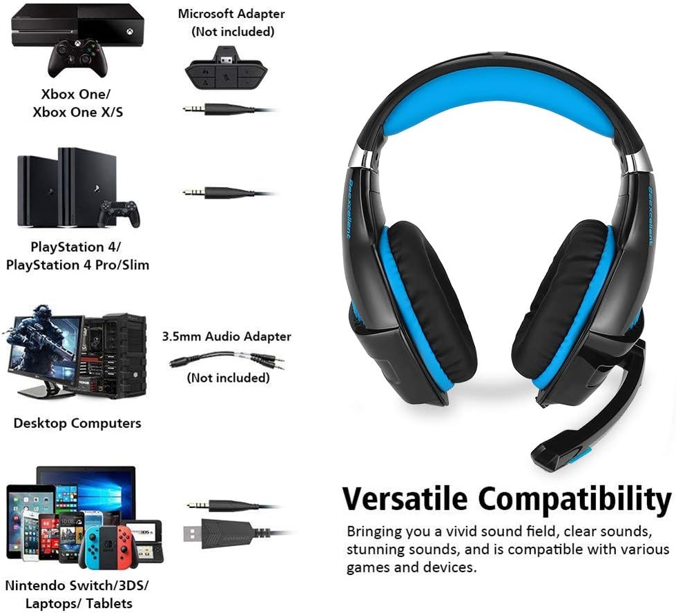 Gaming Headset with Noise Cancelling Mic for Xbox, PS4, Switch, PC B1887