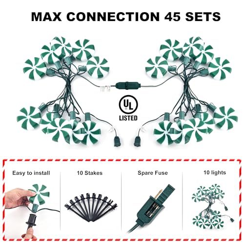 Unicorn Christmas Lollipop Pathway Lights, 10 LED Peppermint String Lights with Stakes Z721