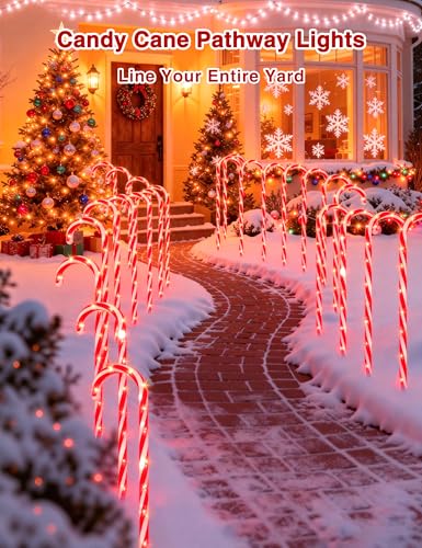 24 Pack 28" Solar Candy Cane Path Lights, 264 Bright LEDs Waterproof Outdoor Yard Garden Decor E537