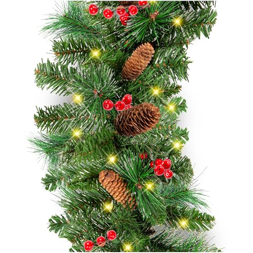Pre-Lit Holiday Christmas Garland for Stairs, Fireplace with 50 Lights U582051
