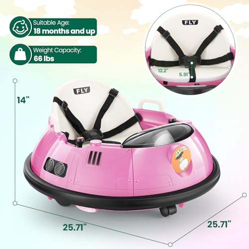 Kids Bumper Car with Remote Control, 360 Degree Spin, Pink Z9083