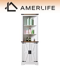 Corner Cabinet with Barn Door Design, Adjustable Shelves V90975