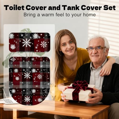 Christmas Toilet Lid Cover, Washable Seat and Tank Protector W1747