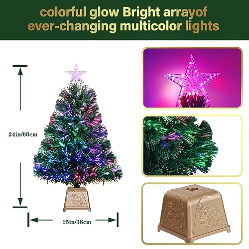 Green Fiber Optic Christmas Tree, Pre-Lit Tabletop Mini Xmas Tree T38254