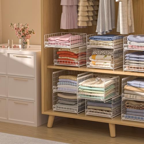 Sliding Closet Organizer with Drawer Storage Shelves, Stackable Bins for Clothes I351763