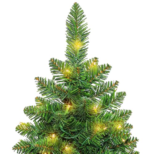2ft Pre Lit Artificial Mini Christmas Tree with 50 LED Warm Lights F389906