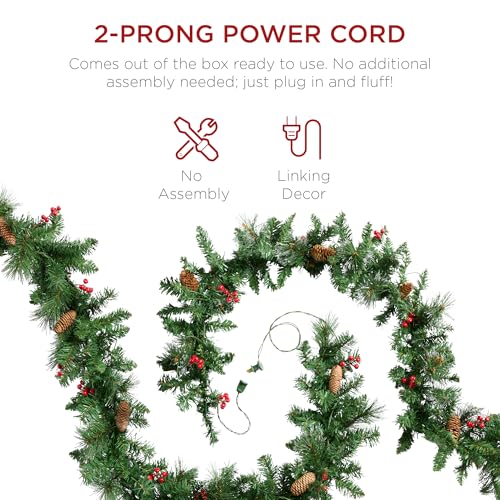 Pre-Lit Holiday Christmas Garland for Stairs, Fireplace with 50 Lights U582051