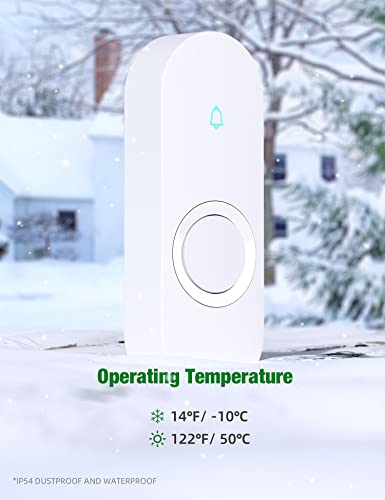 Wireless Doorbell, Waterproof, 1000ft Range, 2 Buttons & 2 Receivers Y887696