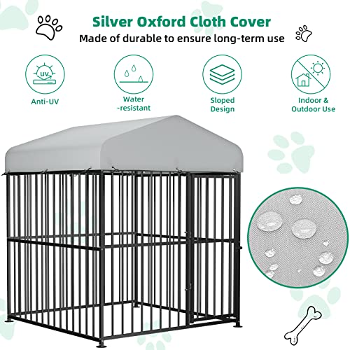 Large Outdoor Dog Kennel with Heavy Duty Metal Frame and Waterproof Cover W60756