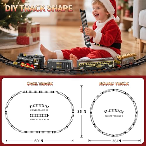 Electric Train Set for Kids with Smoke, Light and Sound, DIY Tracks L560