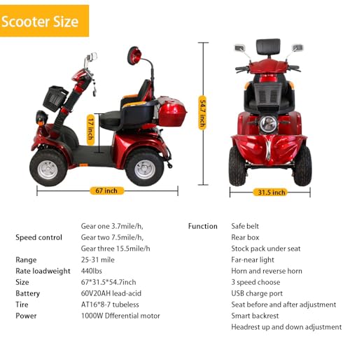 All Terrain 4 Wheel Mobility Scooter for Seniors and Adults Q528