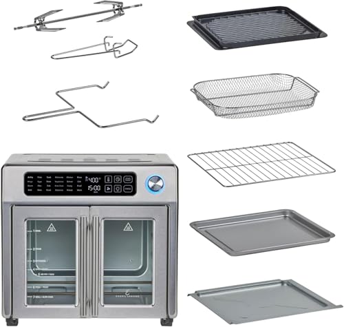 Extra Large French Door Air Fryer Toaster Oven Combo, 26QT Capacity, Stainless Steel Finish O2365