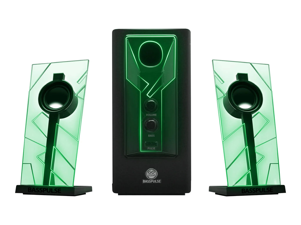 Computer Speakers with Stereo Sound and Green LED Glow Lights C715544