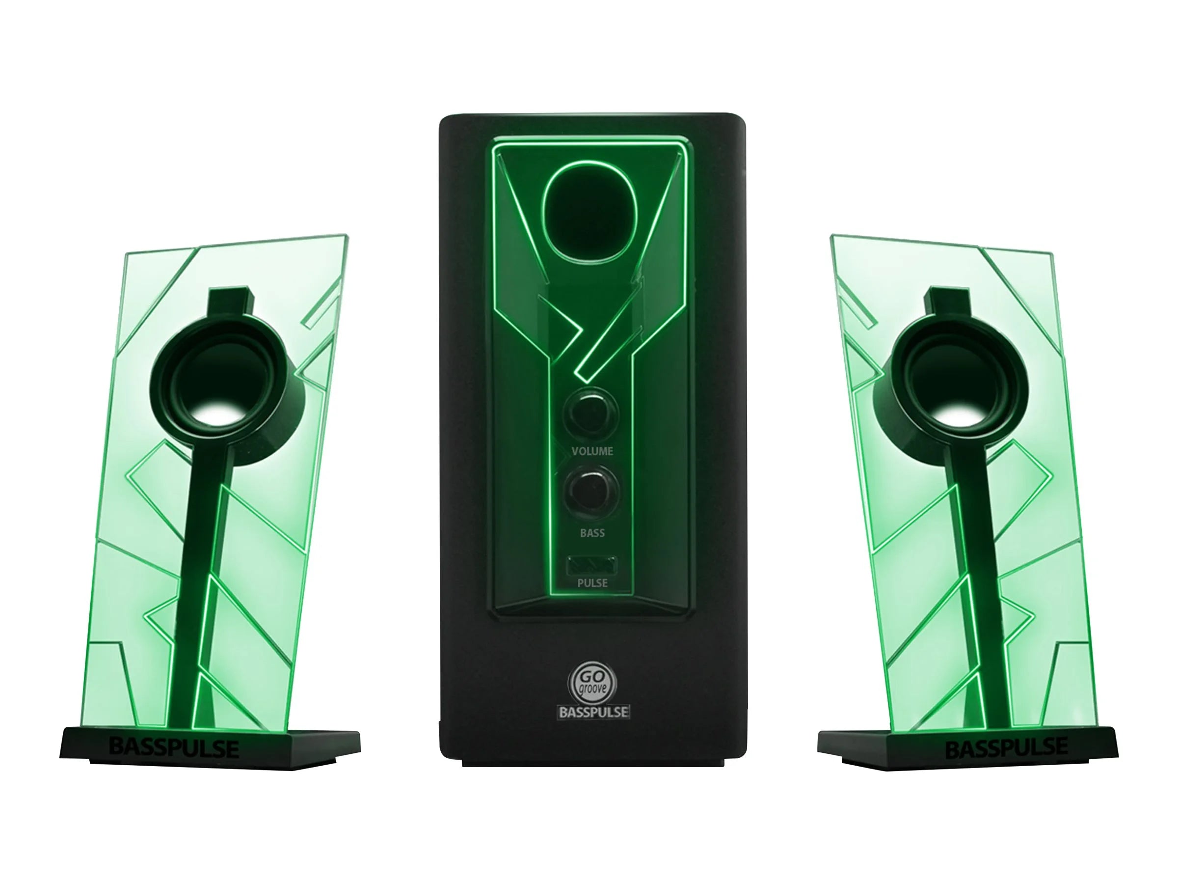 Computer Speakers with Stereo Sound and Green LED Glow Lights C715544