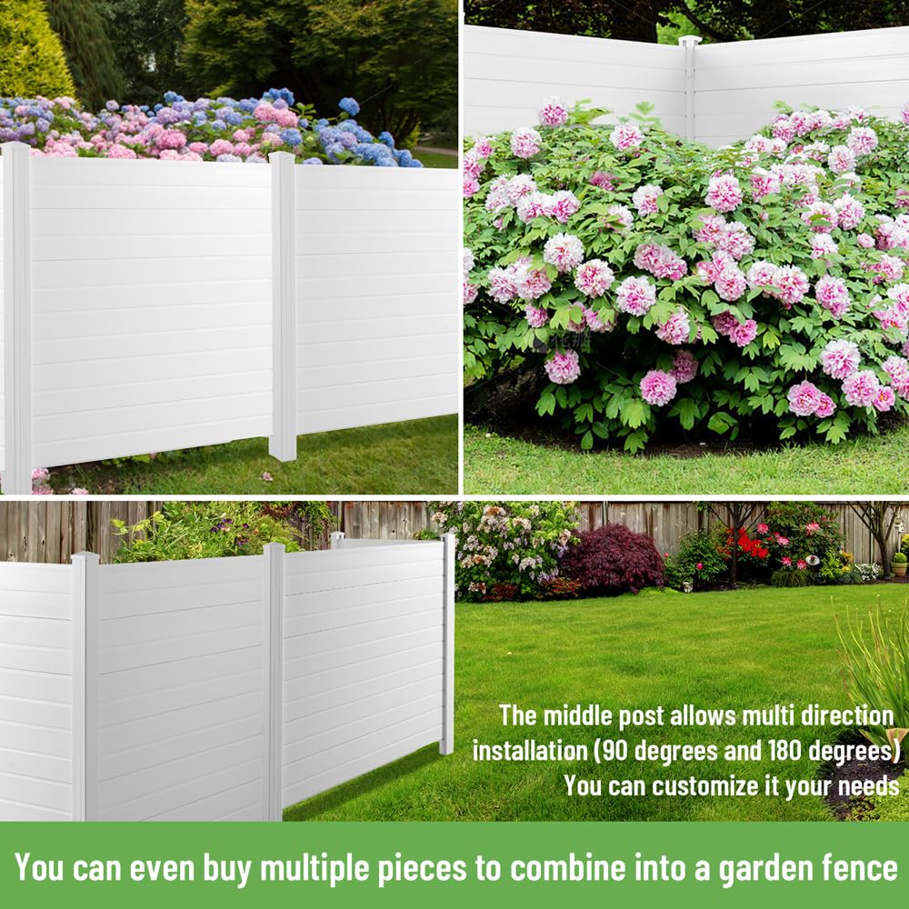 Vinyl Fence Screen Kit with Metal Stakes, White (2 Panels) E521