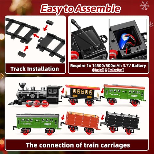 Electric Train Set for Kids with Smoke, Light and Sound, DIY Tracks L560