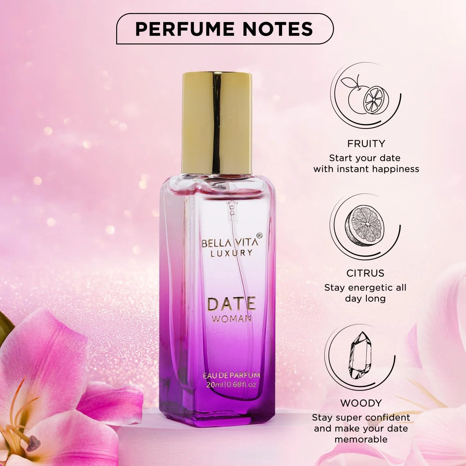 Luxury Date Eau De Parfum for Women, Fruity & Spicy, 20ml L344