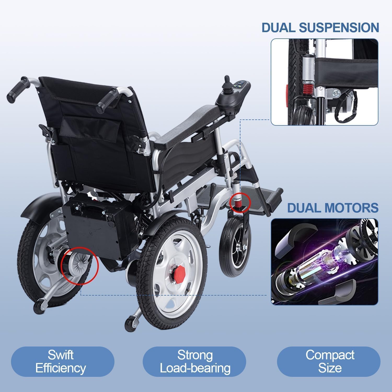 Foldable Electric Wheelchair for Adults, Heavy Duty C5487
