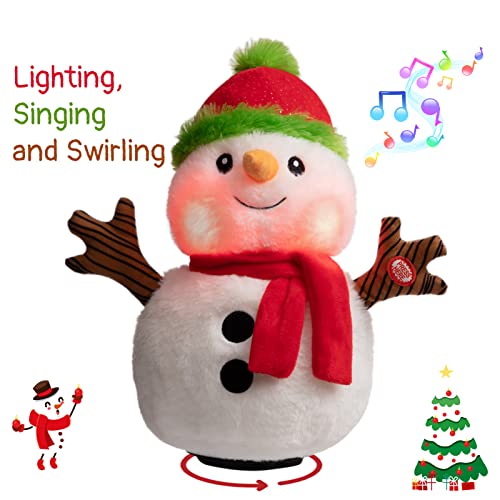 Animated Christmas Snowman Plush with LED Lights, Musical Toy for Kids, 13 Inch J154