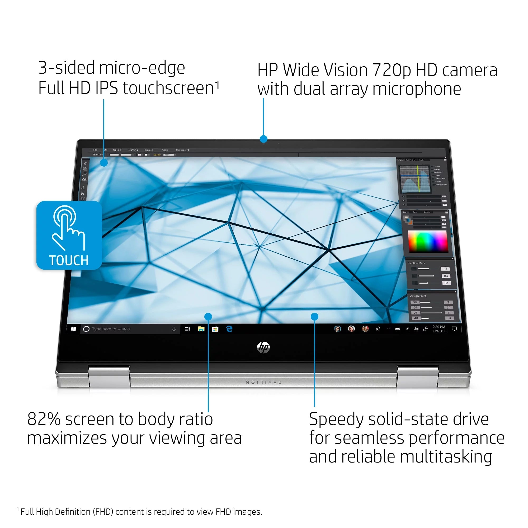 14" FHD Touch x360 Laptop, Core i5, 8GB RAM, 256GB SSD J9925