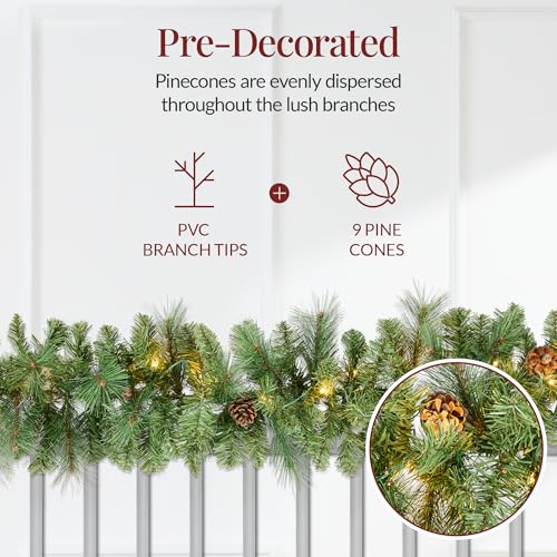 Pre-Lit Holiday Christmas Garland for Stairs, Fireplace with 50 Lights U582051