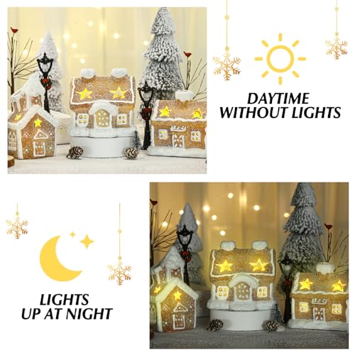 LED Christmas Gingerbread Village Decor with Houses and Trees X541