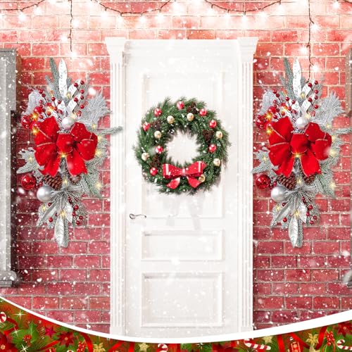 Prelit Teardrop Christmas Swag 24 Inch for Staircase Wall Window Decor L968037