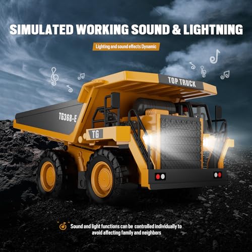 Remote Control Excavator Construction Toy for Boys with Metal Shovel and Lights J5730