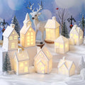 28 Pcs Ceramic LED Christmas Village Set with Houses, Trees & Lamp Posts Y25286