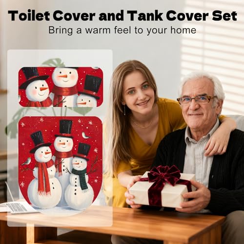 Christmas Toilet Lid Cover, Washable Seat and Tank Protector W1747
