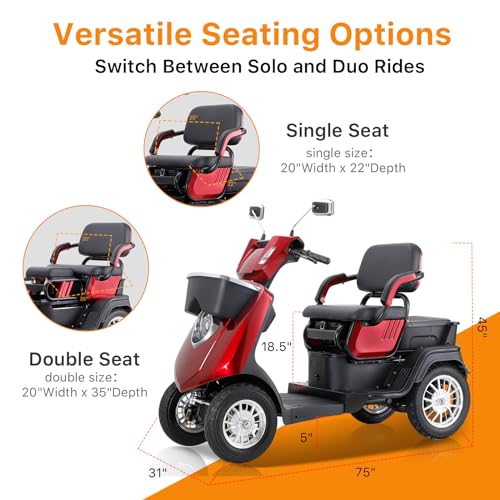 Heavy-Duty 4-Wheel Mobility Scooter for Seniors, 500 lbs Capacity, 3-Speed Mode J807194
