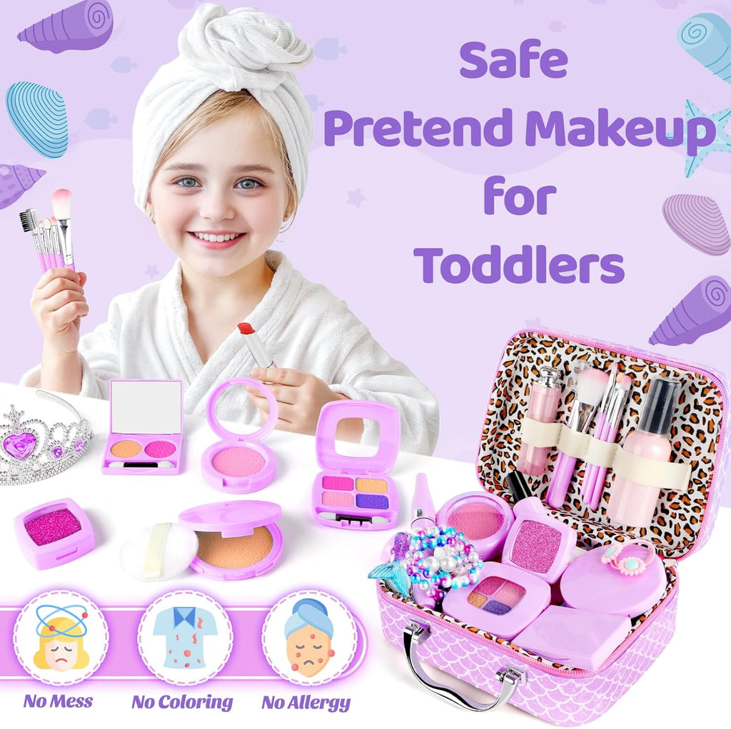 Pretend Makeup for Toddlers, Mermaid Toy Purse for Girls, Toddler Makeup Kit R76507