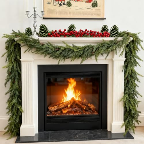9 Ft Christmas Garlands Norfolk Pine Artificial Faux Greenery for Holiday Indoor Outdoor Decor P492