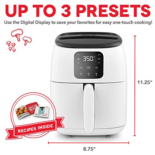 Electric Air Fryer Oven, 2.6 Qt., Grey, Compact Digital, Auto Shut Off S650981