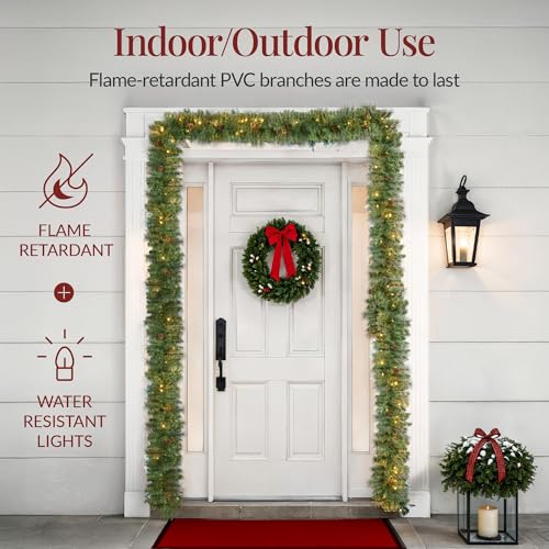 Pre-Lit Holiday Christmas Garland for Stairs, Fireplace with 50 Lights U582051