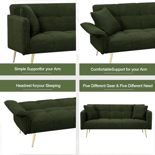 Teddy Futon Sofa Bed with Convertible Backrest and Memory Foam B370
