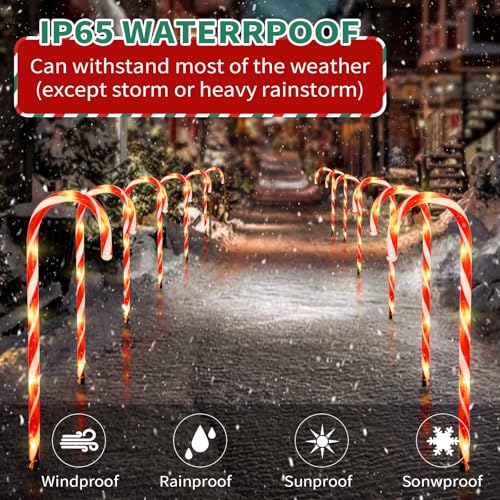 Candy Cane Solar Pathway Lights 15FT Outdoor Christmas Yard Decor E828701