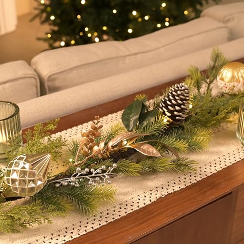 Christmas Garland with Lights 6Ft Prelit for Mantle Stairs Railing I539