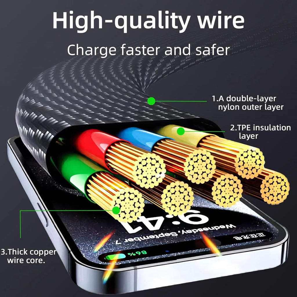 USB 65W 4-in-1 fast charging cable 6.6FT with LED display T472808