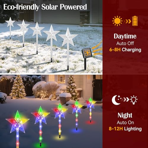 Solar Walkway Lights Outdoor, 8 Pack Candy Cane Christmas Decorations L731