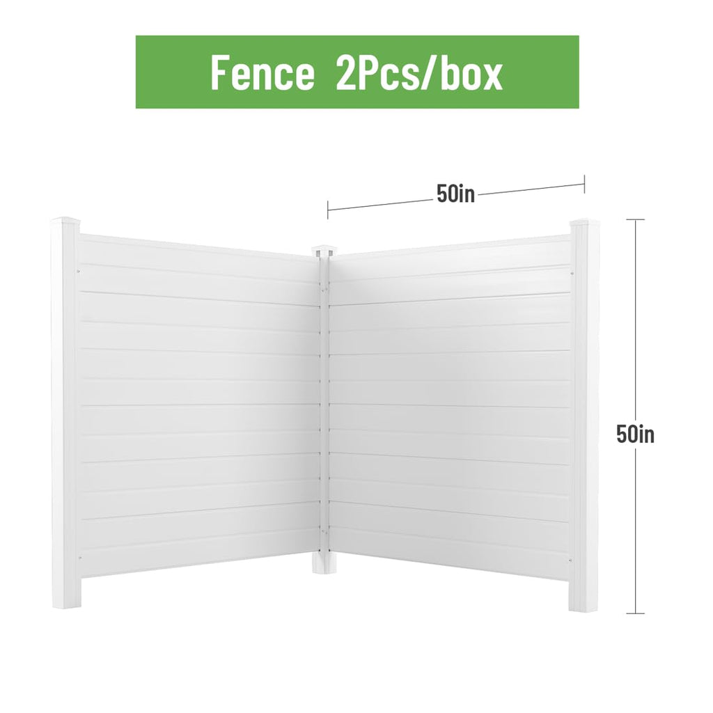 Vinyl Fence Screen Kit with Metal Stakes, White (2 Panels) E521