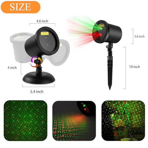 Laser Projector Lights Outdoor for Christmas, Red & Green Stars E3762